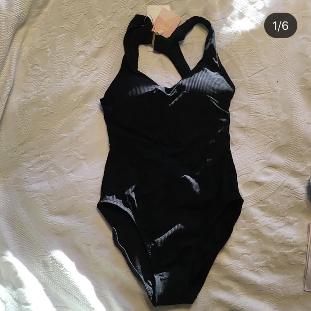 Andie Swim Catalina black ribbed one-piece